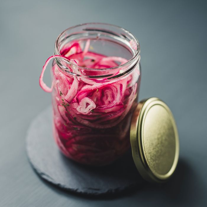 Pickled red onions.