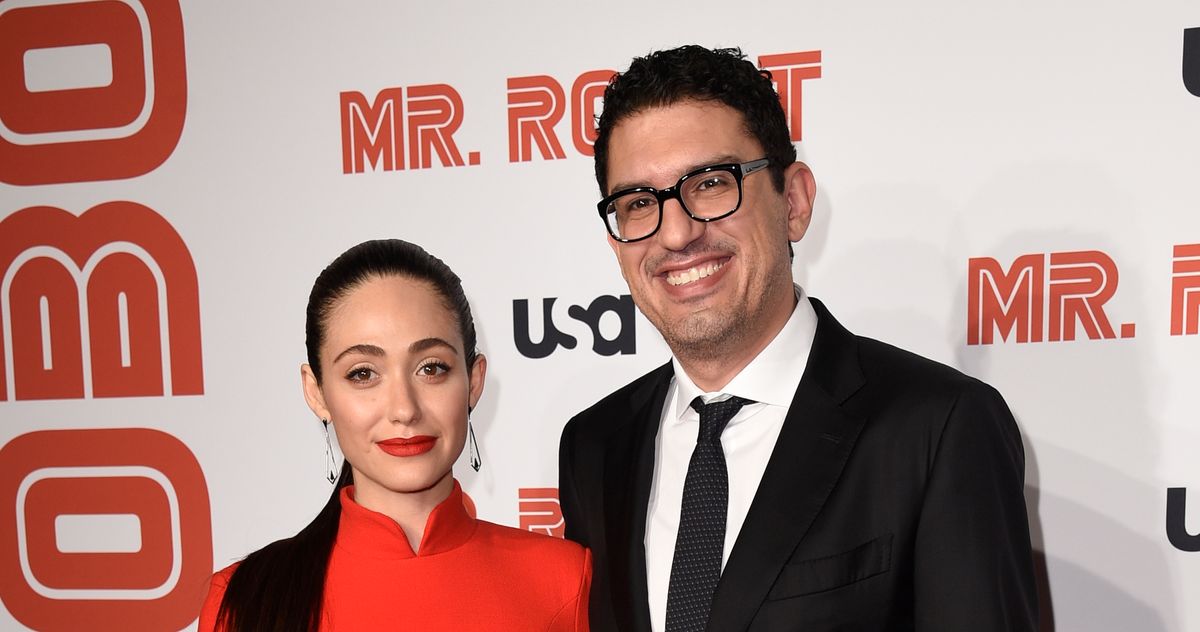 Emmy Rossum and Sam Esmail attend USA Network's Mr. Robot season 4  premiere at the Village East Cinema on Tuesday, Oct. 1, 2019, in New York.  (Photo by Charles Sykes/Invision/AP Stock Photo 