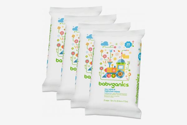 Babyganics Toy, Table & Highchair Wipes, 25 Count, 4 Pack