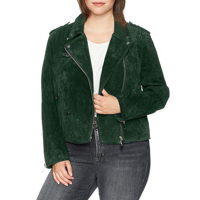 plus size suede jacket women's