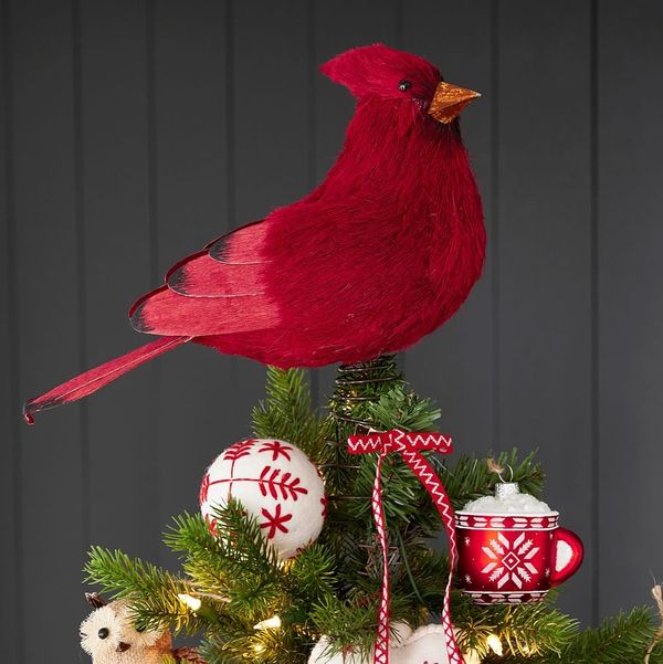 Pottery Barn Handcrafted Red Cardinal Bird Tree Topper