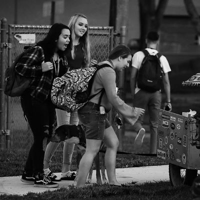 Parkland students on their first day of school, just over six months since 17 of their classmates and teachers were killed during a horrific school shooting.