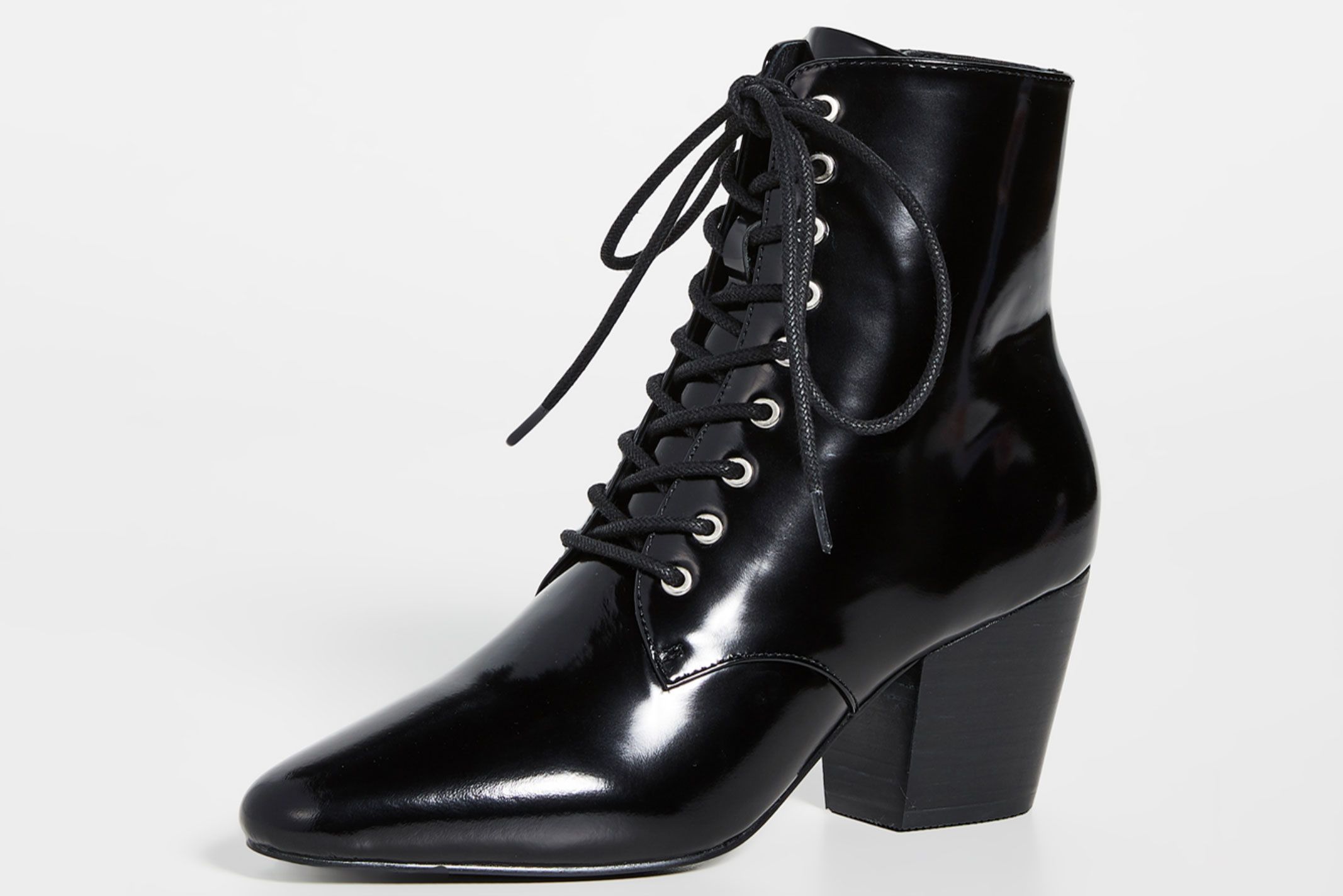 King black patent online croc lace up boots