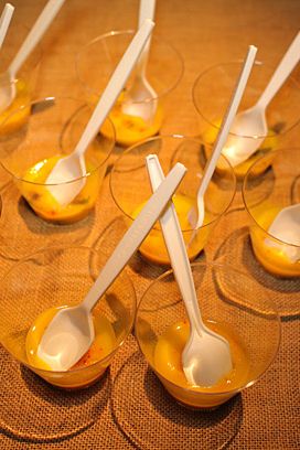 Tertulia's sopa de calabaza with smoked lamb bacon and labne.