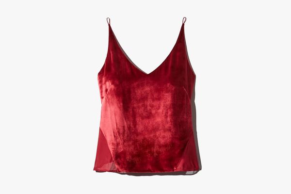 J Brand Lucy Velvet-Front Camisole Top