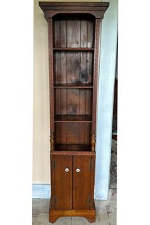 Vintage Slim Carved-Wood Bookcase