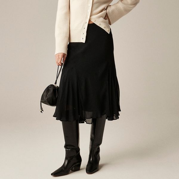 J.Crew Gwyneth Flounce-Hem Slip Skirt in Chiffon