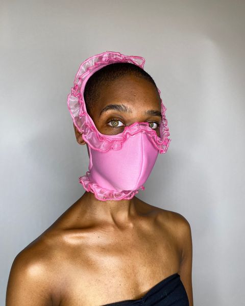 Womens Accessories Face masks Tia Adeola Cotton Black Ruffle Mask 