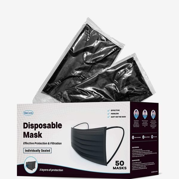 WeCare Individually Wrapped Disposable Face Masks (50-Pack)