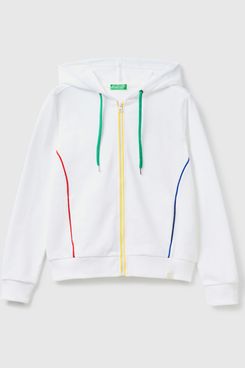 Benetton 100% Cotton Sweatshirt with Zip and Hood