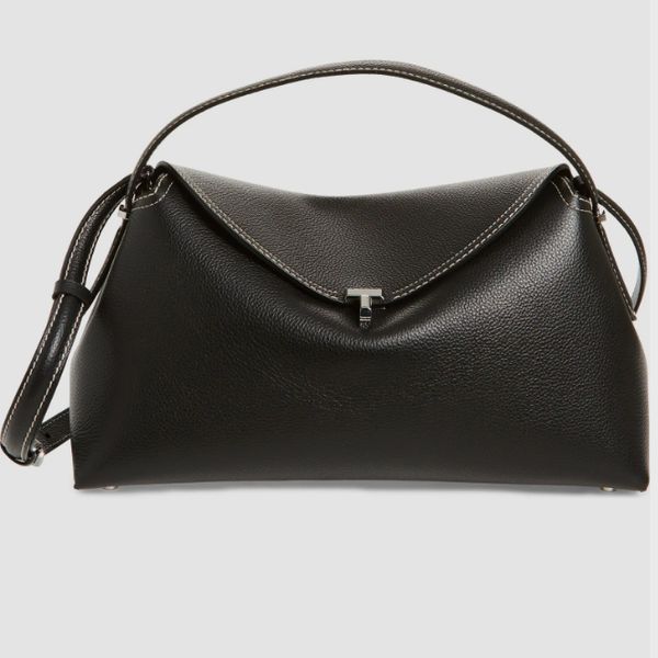 Toteme T-Lock Curved Leather Shoulder Bag