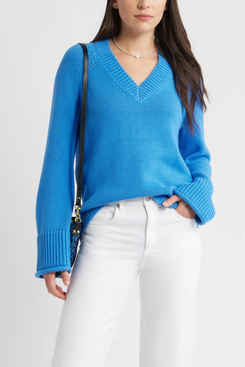 Caslon Oversize V-Neck Cotton Sweater