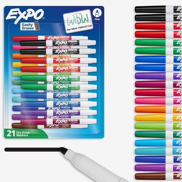 EXPO Dry-Erase Markers, Fine Tip, 21 Count