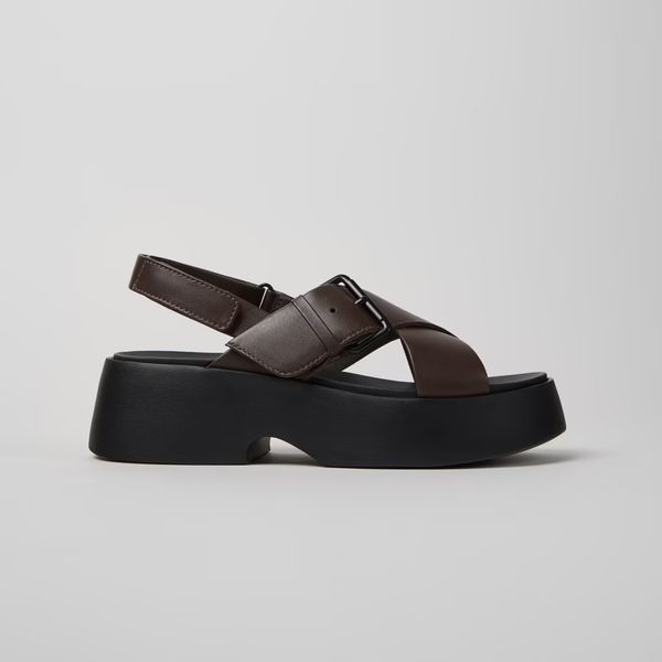 Camper Tasha Brown Leather Sandals