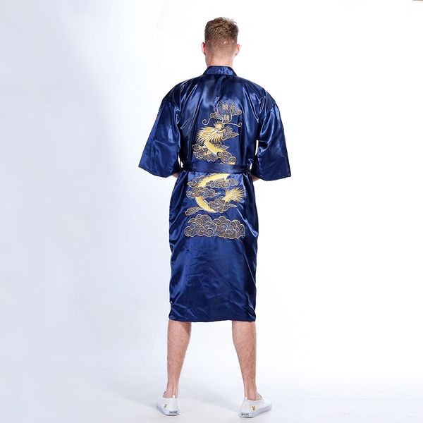 Secret Collection Mens Silk Bath Robe Kimono Dragon Embroidery