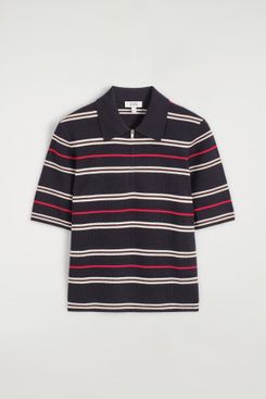 Cos Merino Wool Zip-Up Polo Shirt