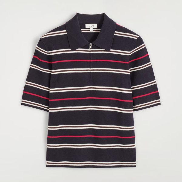 Cos Merino Wool Zip-Up Polo Shirt