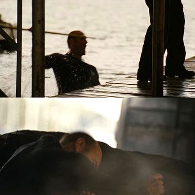 Statham harpoons you in the leg, snaps your neck, then uses you as a human shield. (The Mechanic)