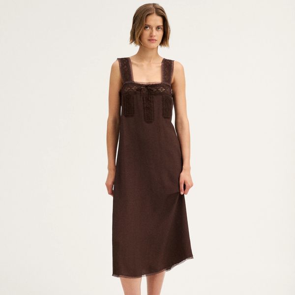 Madewell Lace-Insert Tie-Front Midi Dress