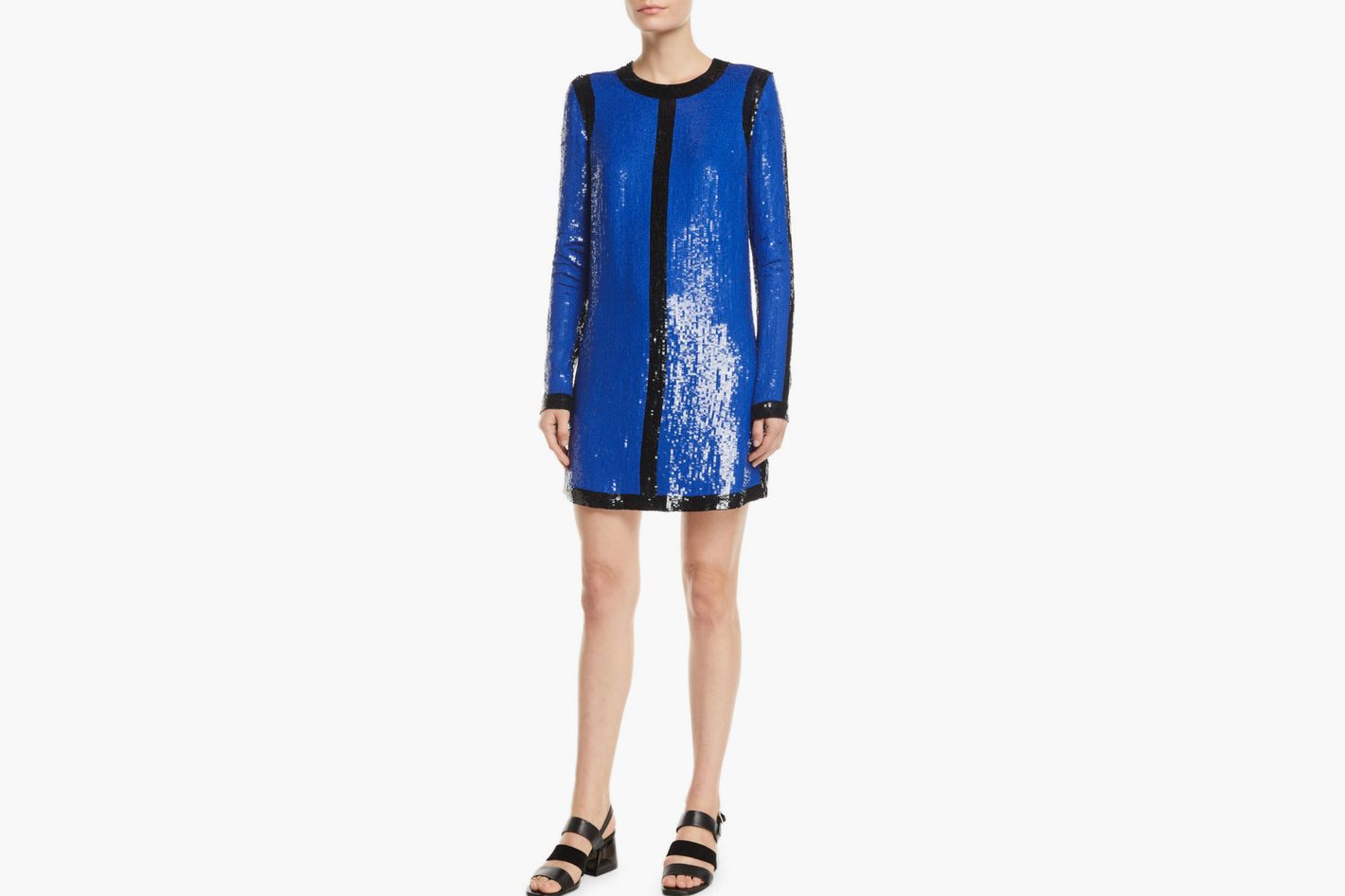 dvf blue sequin dress Cobalt Blue Sequin V Neckline High Slit Prom Dress