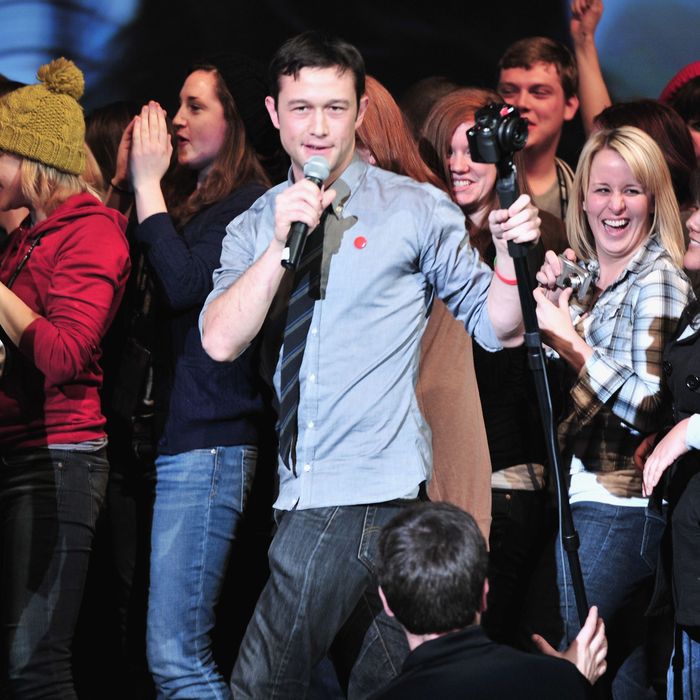 PARK CITY, UT - JANUARY 26: Actor Joseph Gordon-Levitt talks onstage at hitRECord at the Movies With Joseph Gordon-Levitt during the 2012 Sundance Film Festival on January 26, 2012 in Park City, Utah. (Photo by George Pimentel/Getty Images)