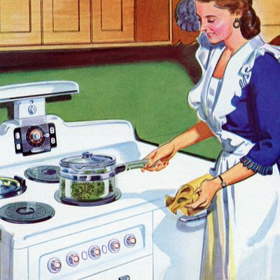 Housewife Cooking Peas