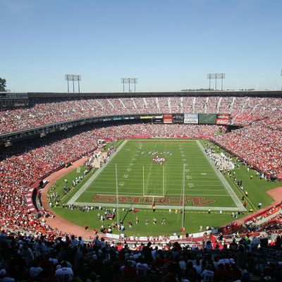 General view of the NFL game at Candlestick Park in San Francisco, California.