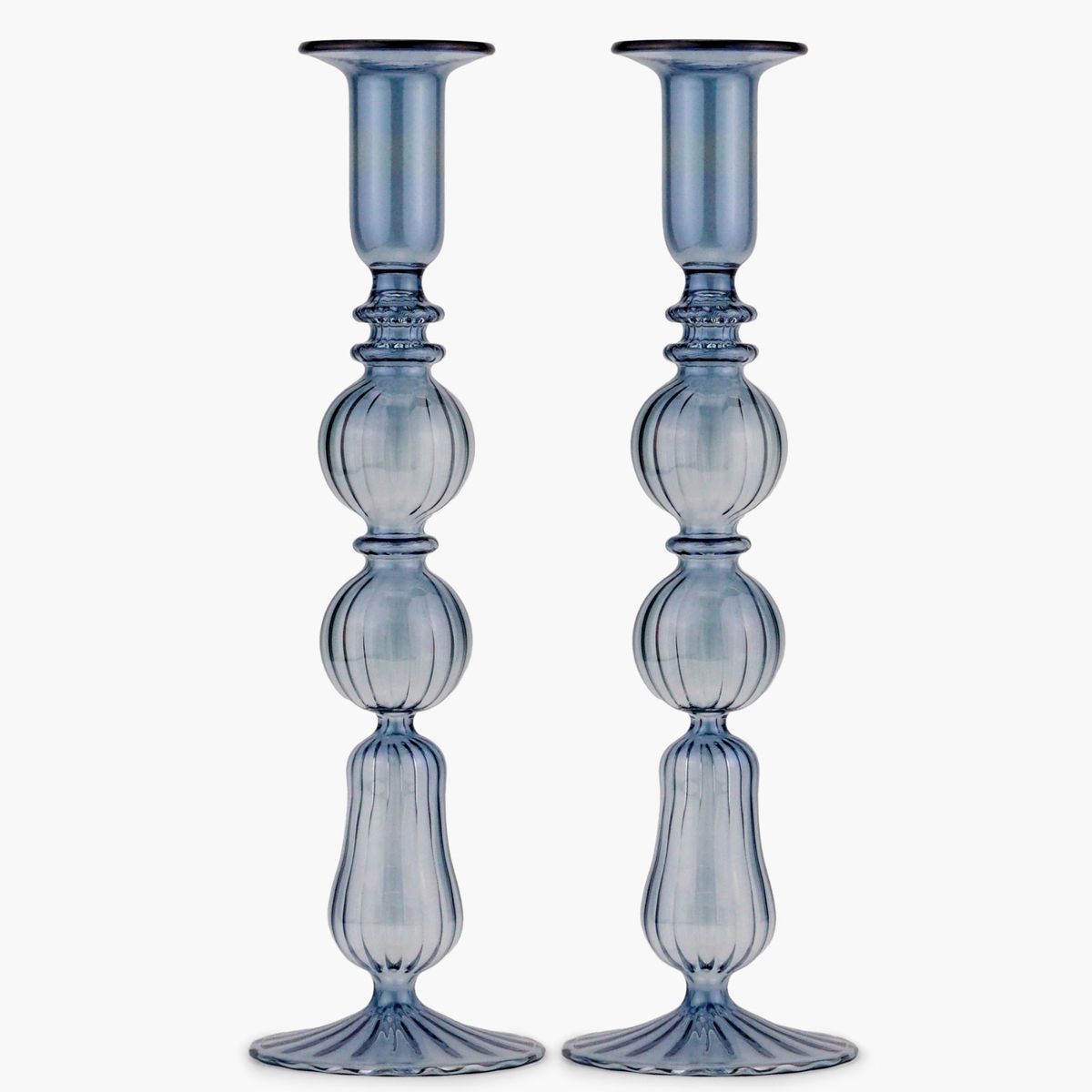Moda Domus Set-Of-Two Tall Glass Candle Sticks