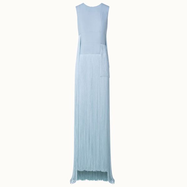 Akris Long Silk Gown with Assymetrical Fringes