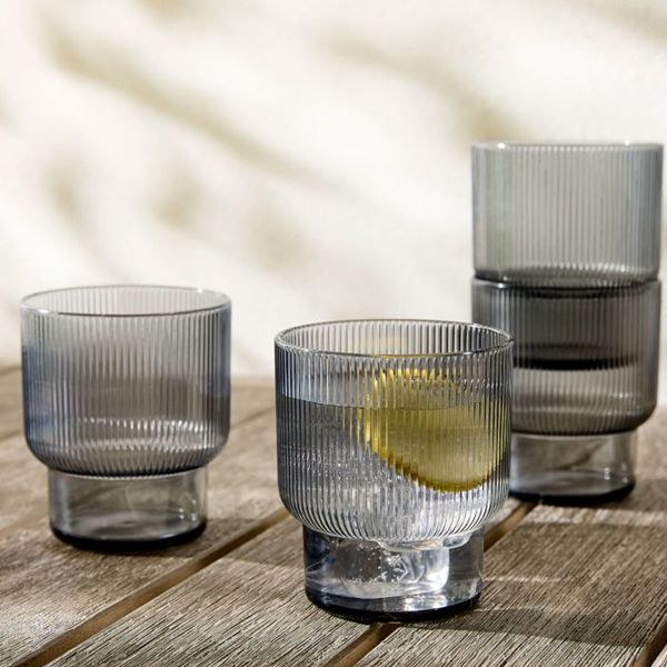 West Elm Fluted Acrylic Short Drinking Glass, Set of 4