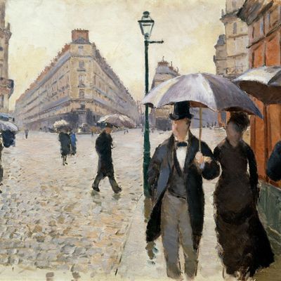 Gustave Caillebotte's <i>Paris Street; Rainy Day</i>.