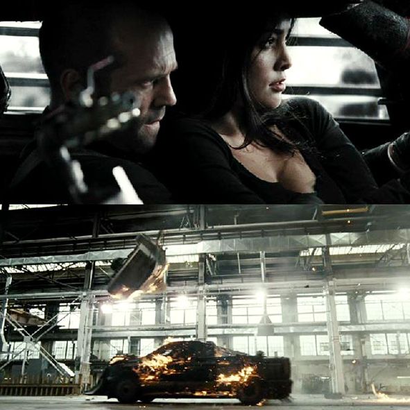 Statham drops napalm on your car. (Death Race)