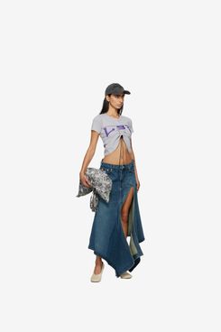 Y/Project Blue Cutout Denim Midi Skirt