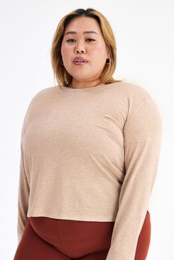 Long Sleeve Tee in Brown FWRD Women Clothing T-shirts Long Sleeved T-shirts 