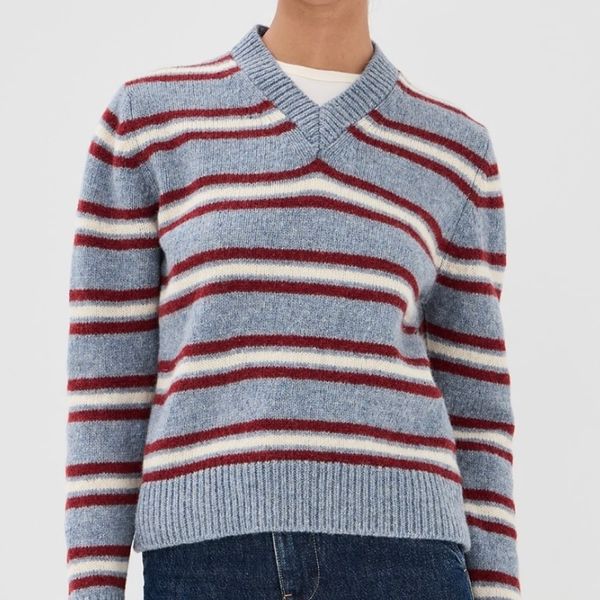 &Daughter Shetland Stripe V Neck
