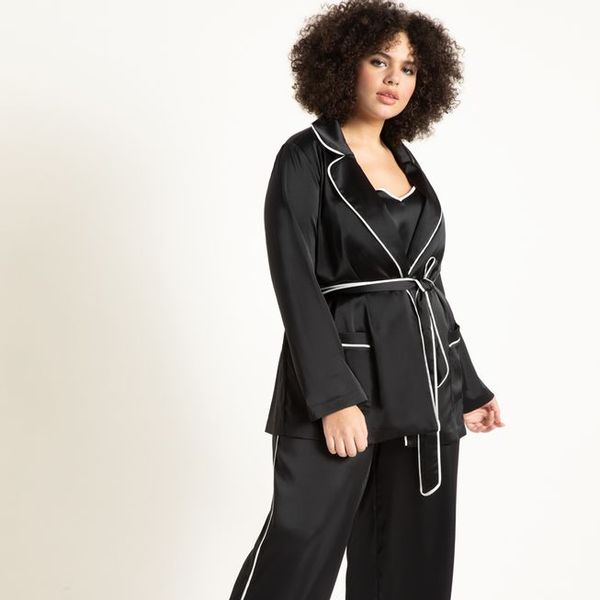 Lounge Robe Jacket with Piping Detail