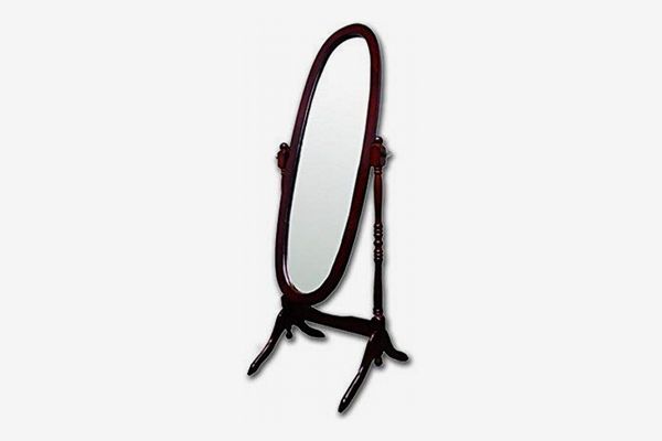 Roundhill Furniture Audi Traditional Queen Anna Style Black Wood Floor Cheval Mirror