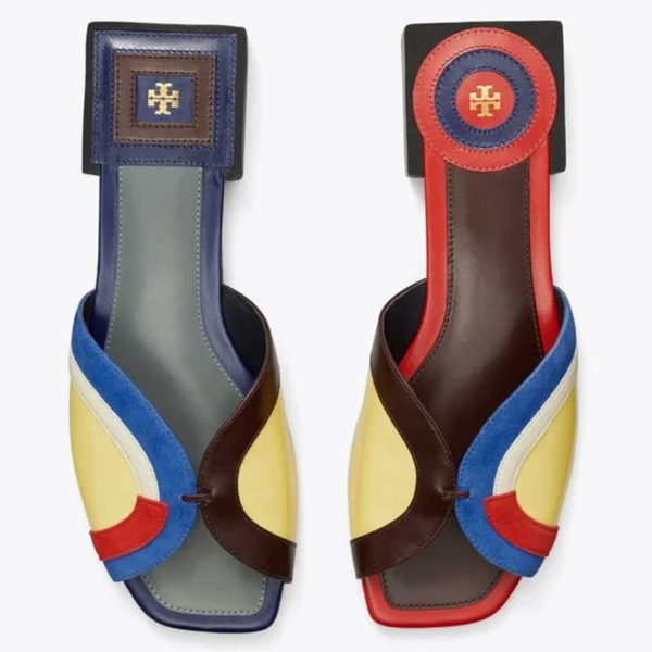 Tory Burch Marquetry Slide Sandals