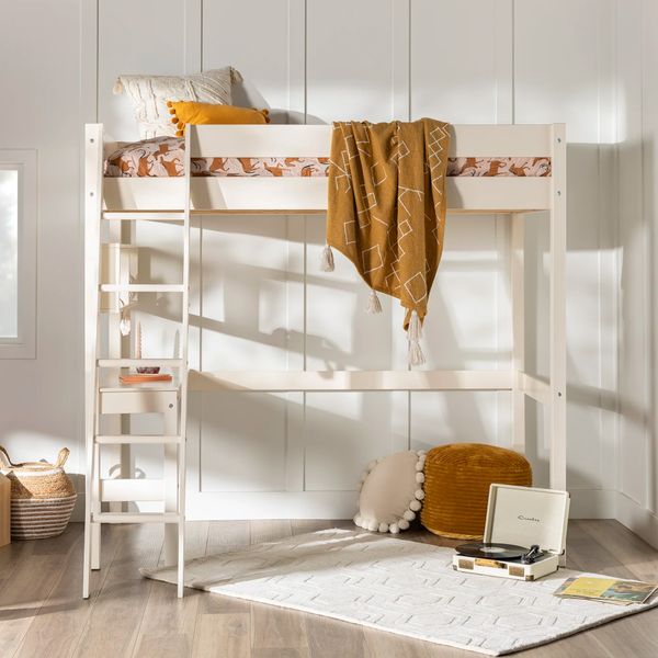 Harriet Bee Calio Twin Solid-Wood Platforms Loft Bed With Built-in Desk