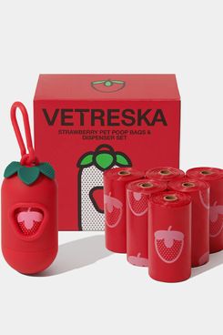 VETRESKA Dog Poop Bag Dispenser with Strawberry Scented Bags