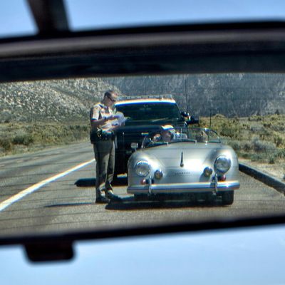 California Highway Patrol office issuing a speeding ticket