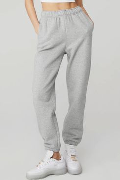 Womens Drawstring Waist Sweatpants Plain Long Regular Fit Grey XS
