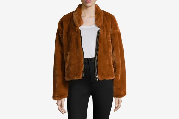 Free People Furry Faux Fur Bomber Jacket