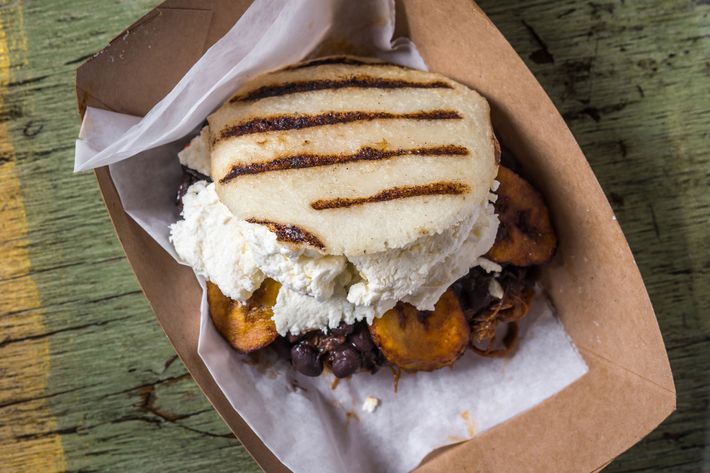 Another shot of the Pabellon arepa, nice and toasty.