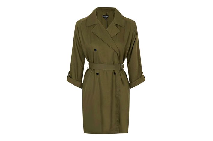 Topshop Maternity 10 Khaki Trench Coat Jacket Double Breasted Buttons  Belted