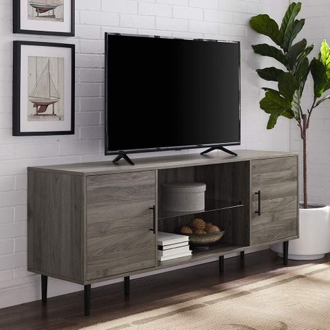 WE Furniture Slate-Gray TV Stand, 60 Inches Wide