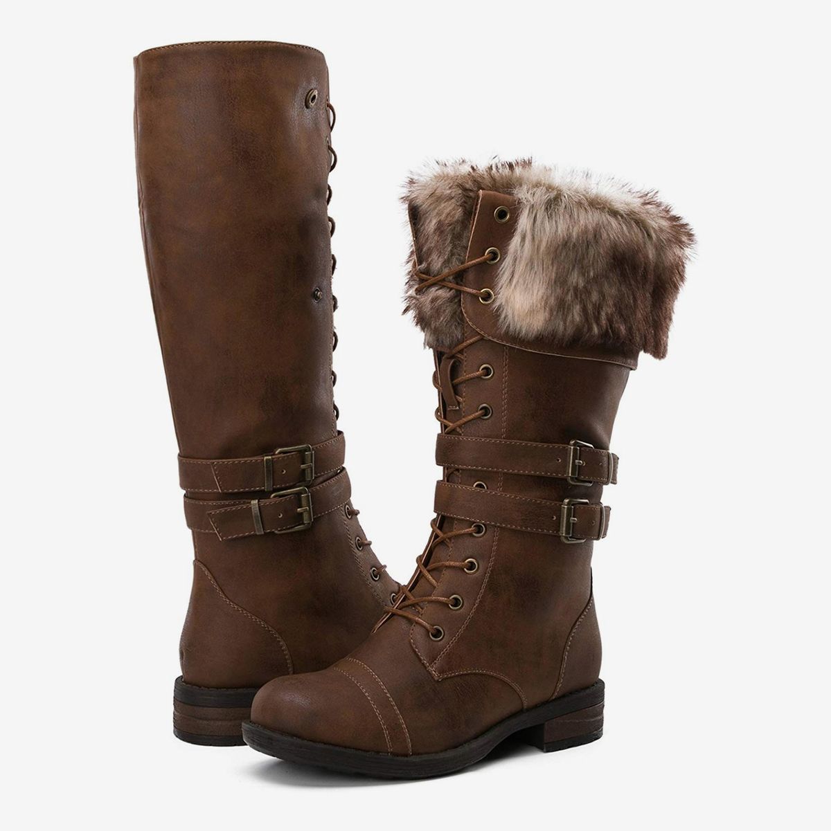 Womens Warm Round Toe Faux Fur Lined Pull On Flat Under The Knee High Snow Boots 