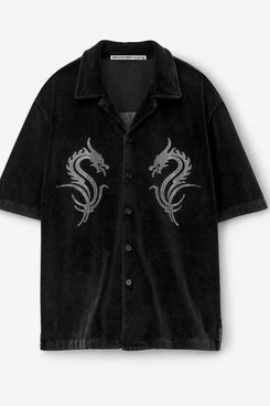 Camisa Alexander Wang Dragon Hotfix en terciopelo