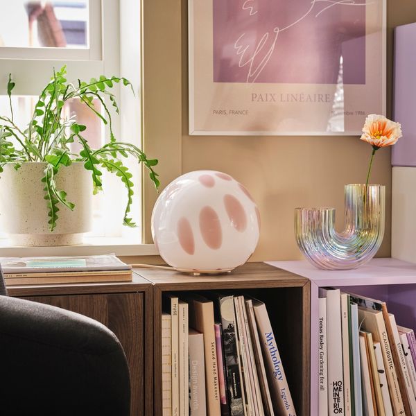 IKEA Fado Table Lamp, Pink/Glass, 10 