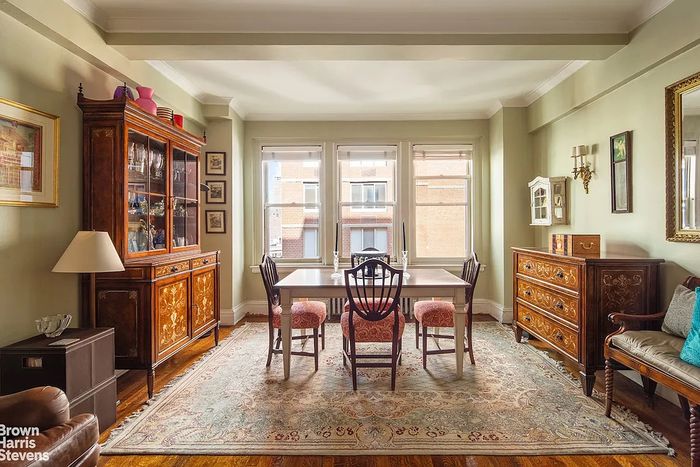 A listing photo showing the dining area of a Sutton Place one-bedroom apartmnet